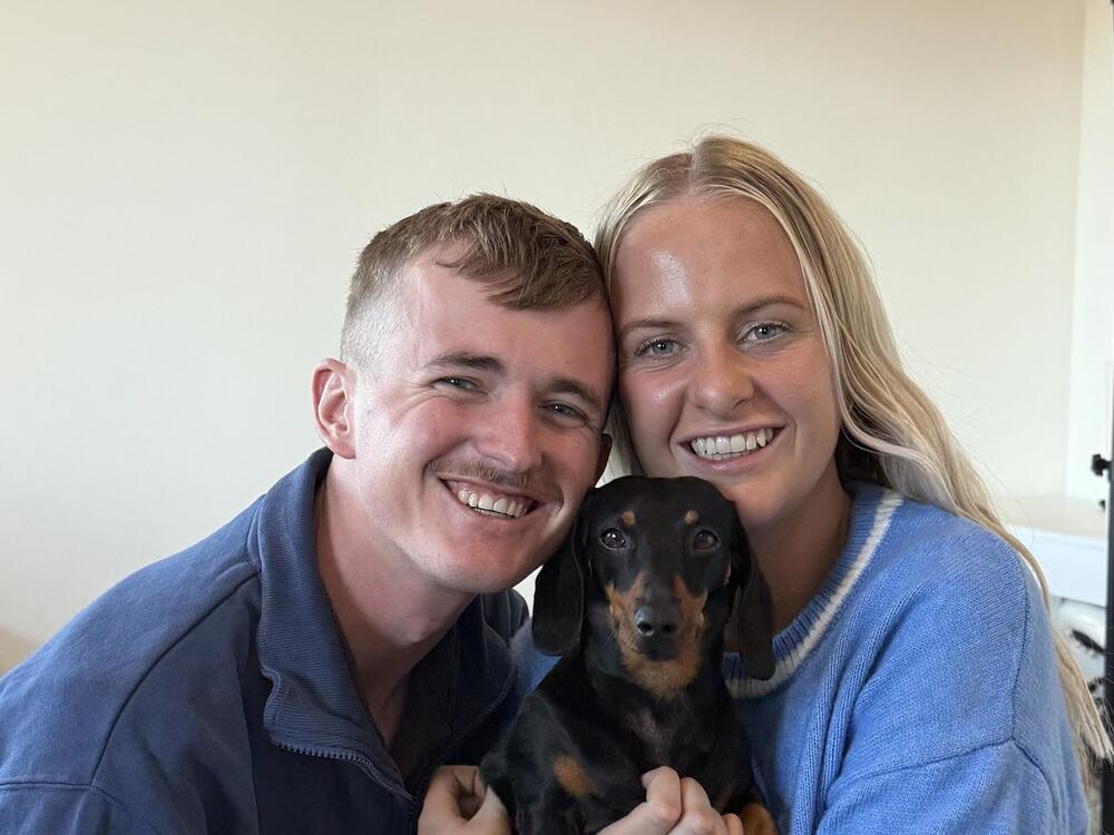 Josh Fishlock, Valerie and Georgia Gardner at home, reunited.