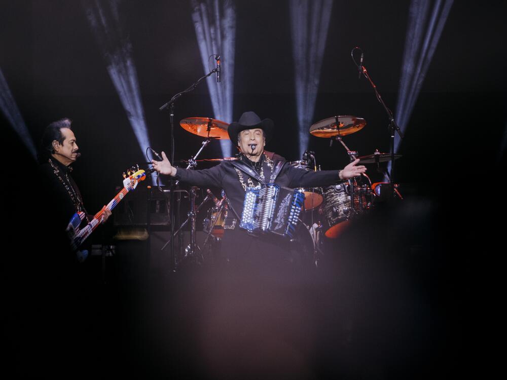 Jorge Hernández greets Los Tigres del Norte's fans at the band's concert at Madison Square Garden.