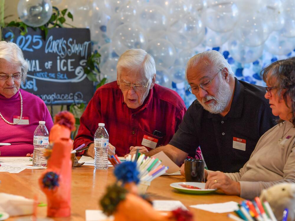 Activities at the memory cafe include trivia, crafting, coloring and playing songs on the bells.