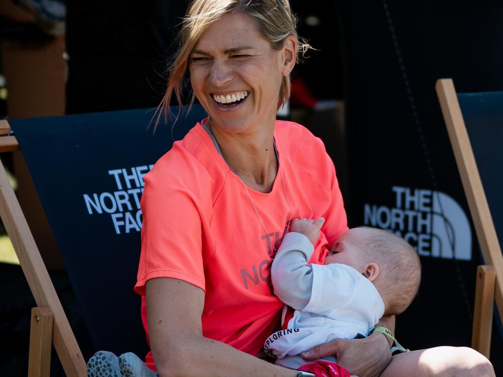 Stephanie Case won an ultramarathon race in Wales, running more than 60 miles over rough terrain — and stopping three times to breastfeed her 6-month-old baby, Pepper.