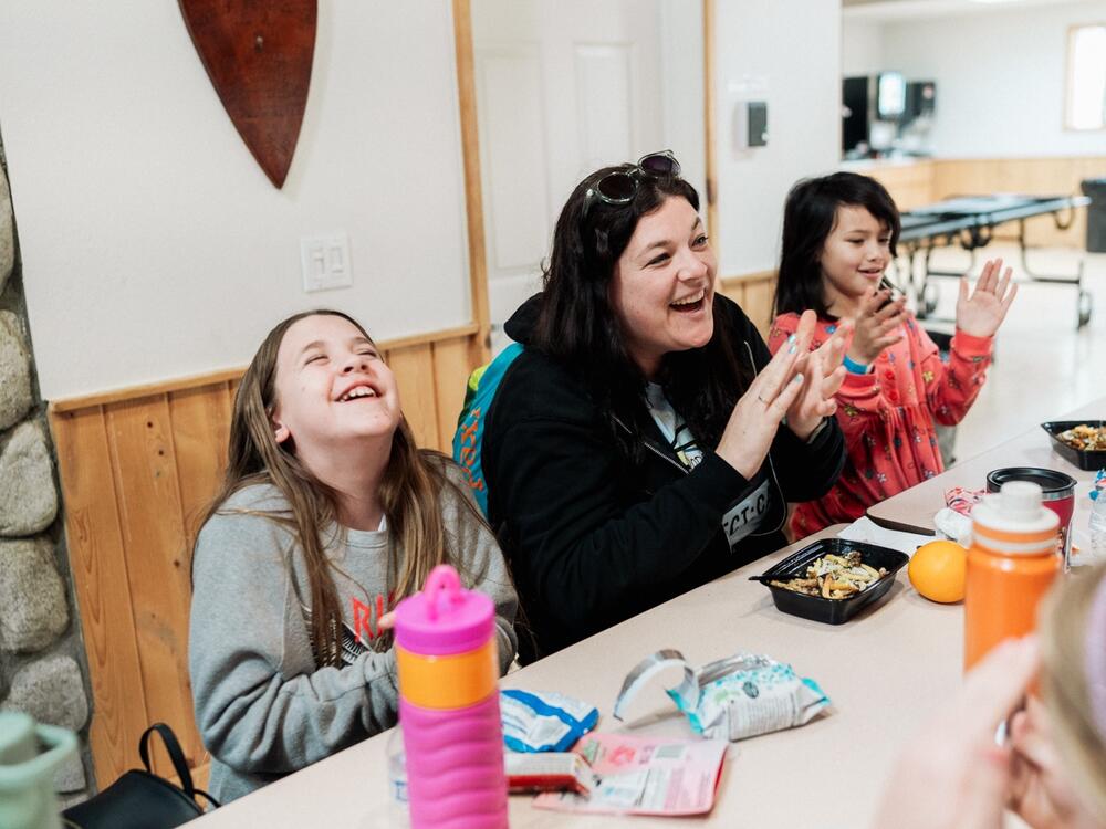 Emory Stumme enjoys lunch with her camp group at Project:Camp in Glendale, Calif.
