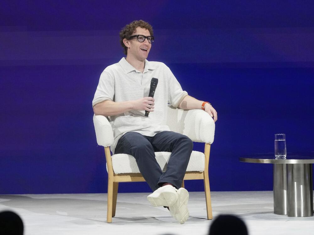 Meta Founder and CEO Mark Zuckerberg speaks at LlamaCon 2025, an AI developer conference, in Menlo Park, Calif., Tuesday, April 29, 2025. (AP Photo/Jeff Chiu)
