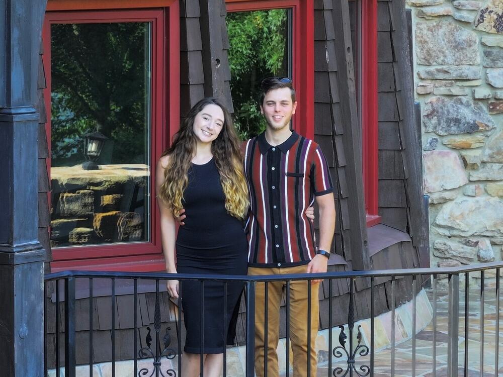Loryn Competti, 30, and her husband Jack Mansfield, 30 pose for a photo in July of 2024. Loryn is about five months pregnant and wants to get vaccinated to protect herself and her newborn baby.
