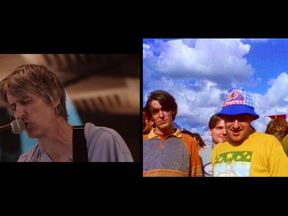A moment from <em>Pavements</em> shows present-day Malkmus alongside the band during its '90s run.