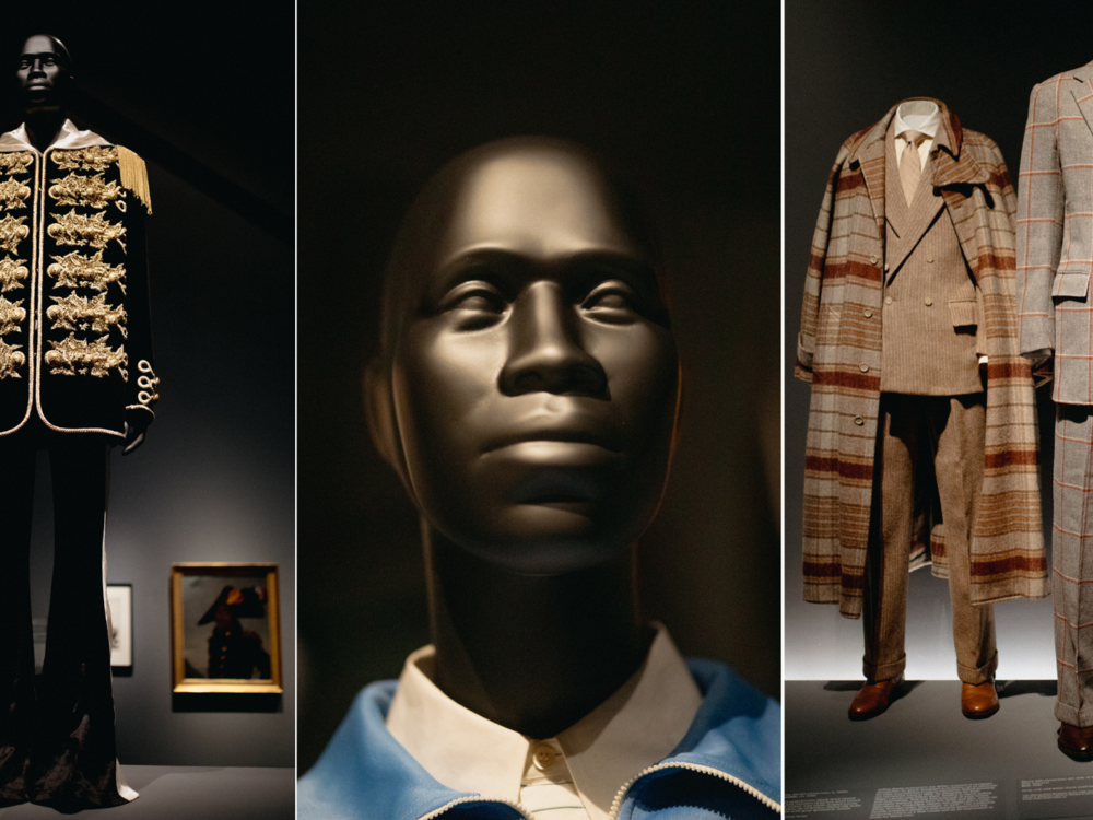 Custom suits and mannequins on display for the current exhibition at New York's Metropolitan Museum of Art, 