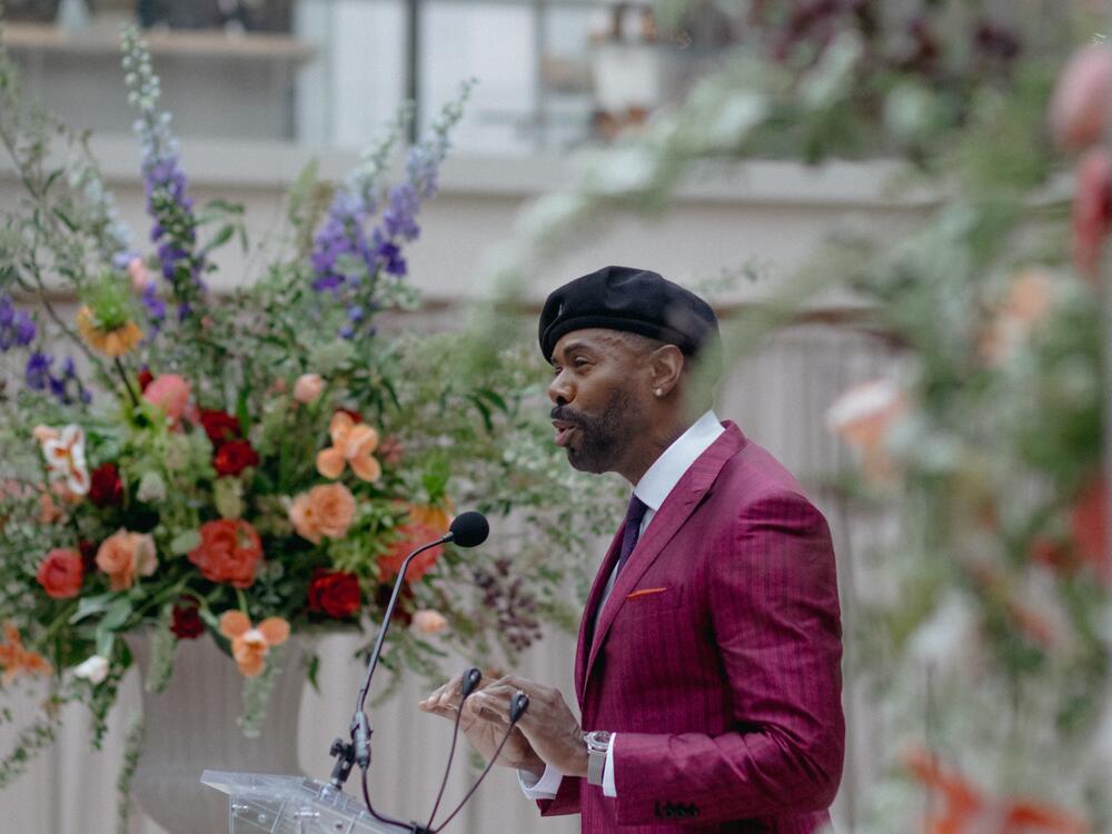 Actor Colman Domingo gives remarks during a press preview for the Met's 