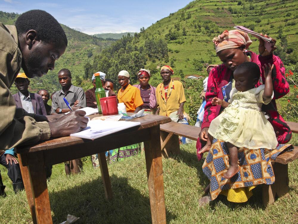 Ugandans in Kabale line up for treatment for river blindness, a 