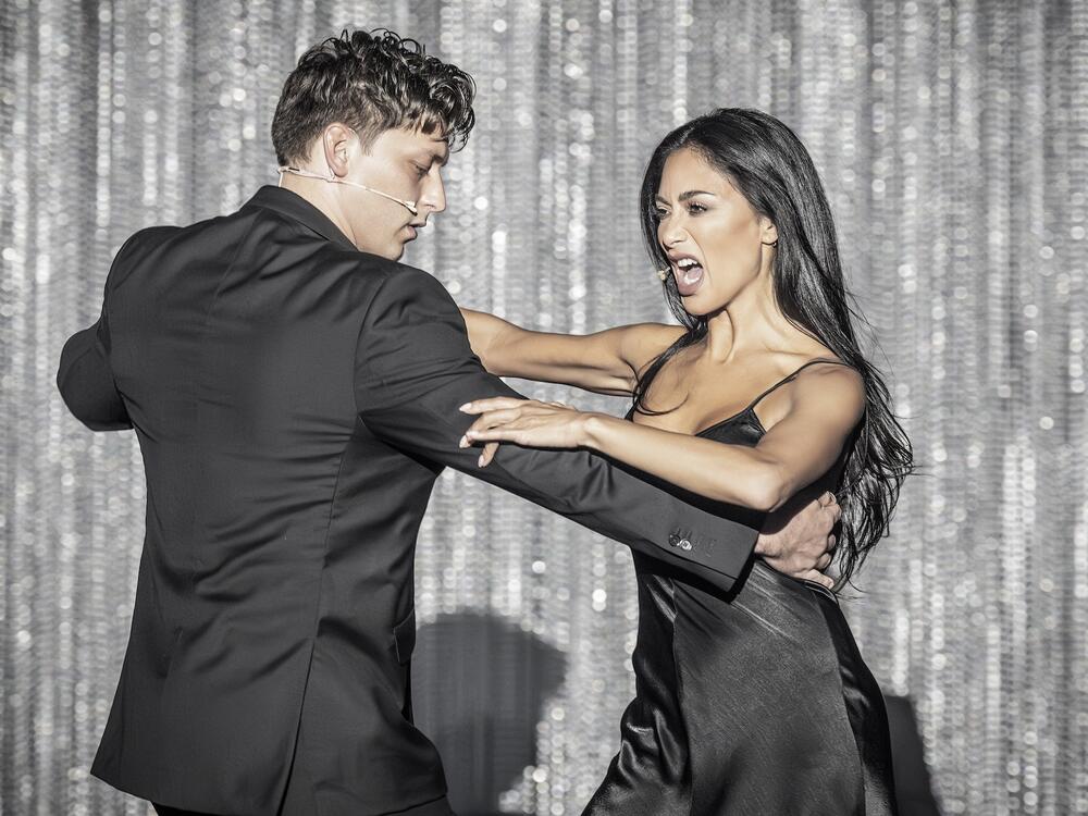 Tony nominees Tom Francis and Nicole Scherzinger in <em>Sunset Blvd.</em> on Broadway. The show is in contention for Best Revival of a Musical.<br>