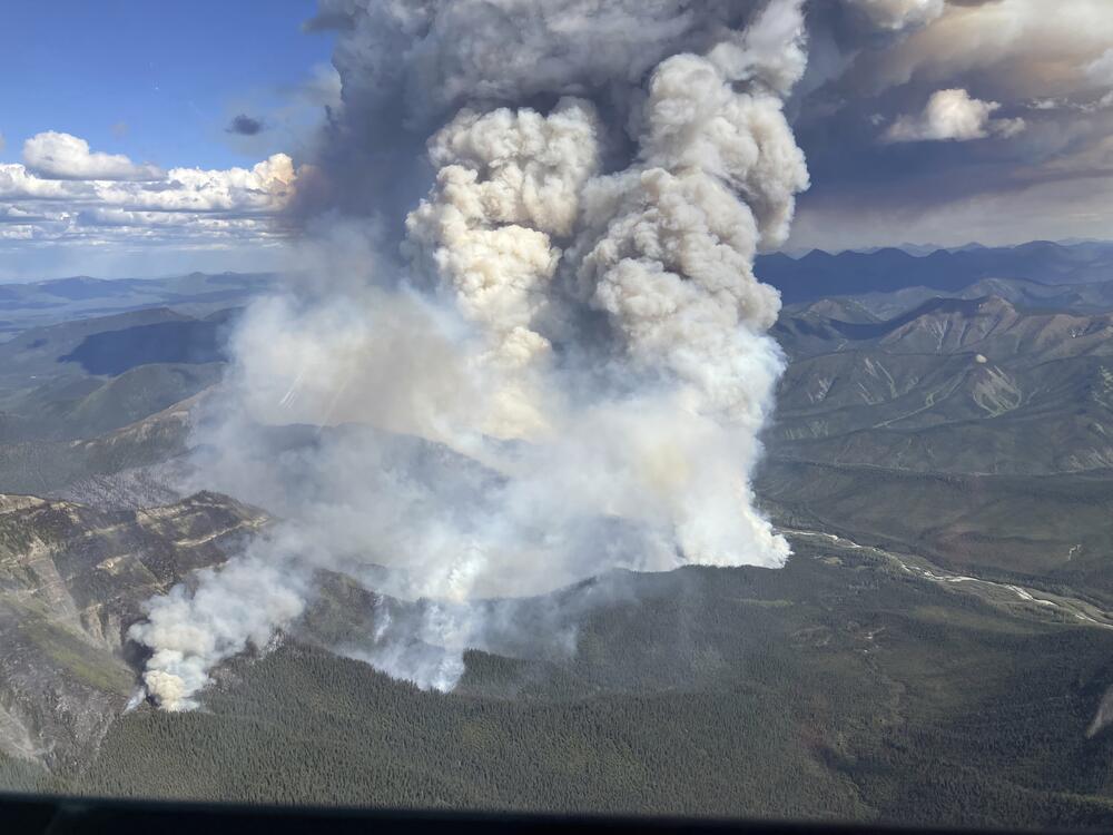A wildfire burning northeast of Summit Lake, British Columbia, Canada, is seen in this handout image on Monday.