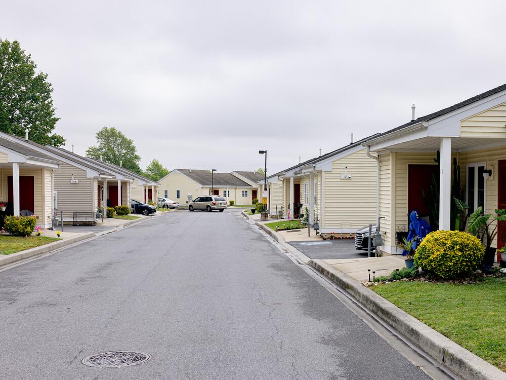The house on the right is where Becca Morris and her son live in Bridgeville, Del. The state has one of the few housing authorities in the country with the power to impose a time limit and work requirement in exchange for a housing subsidy.