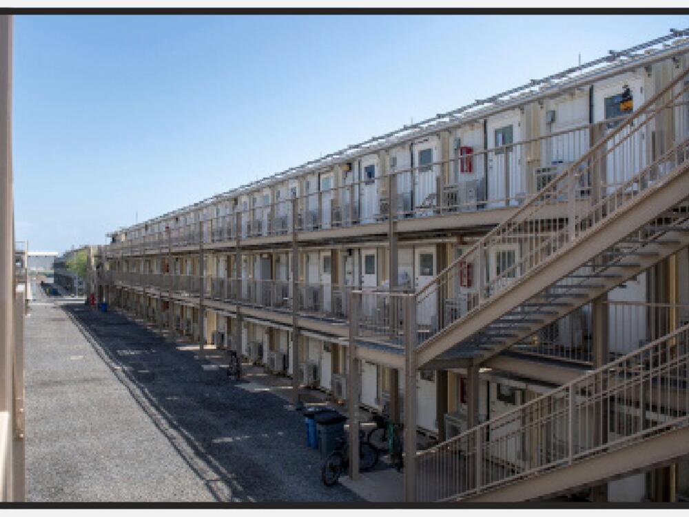Camp Lemonnier uses stacks and rows of 