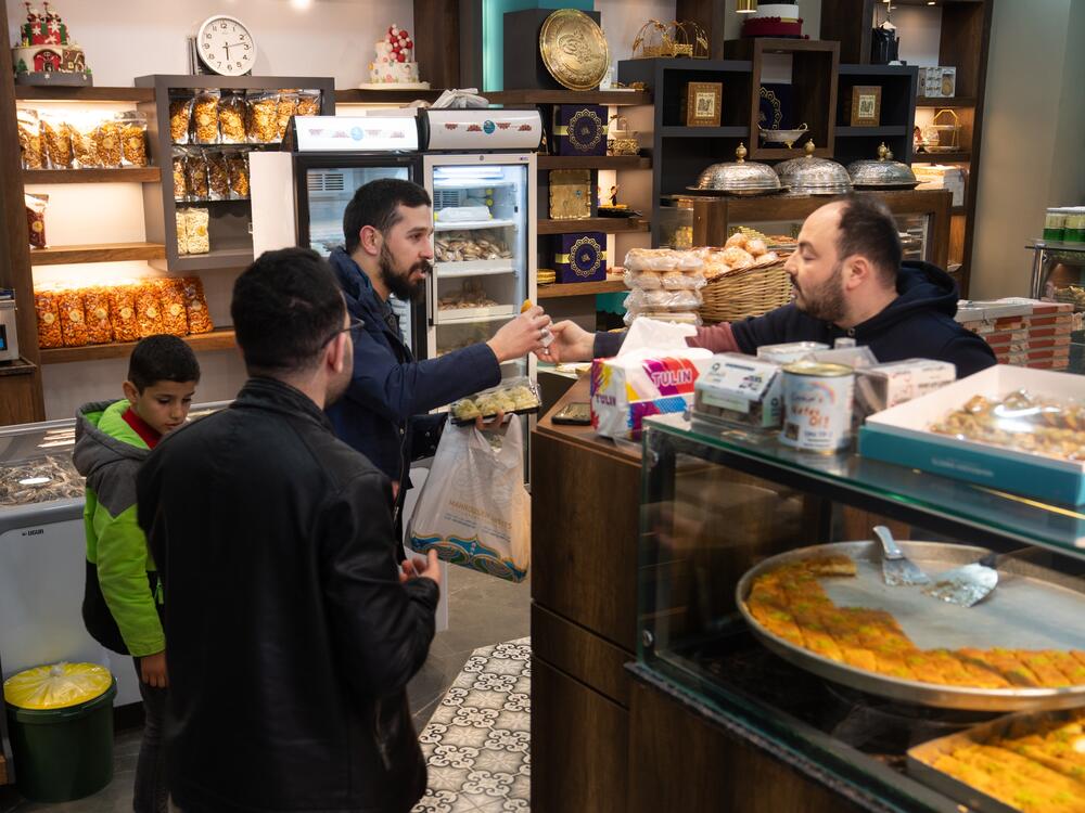 Mahrouseh is a Syrian-owned sweet shop in Gaziantep. Turkey is hosting the largest number of Syrian refugees in the world, some 3 million according to the United Nations.