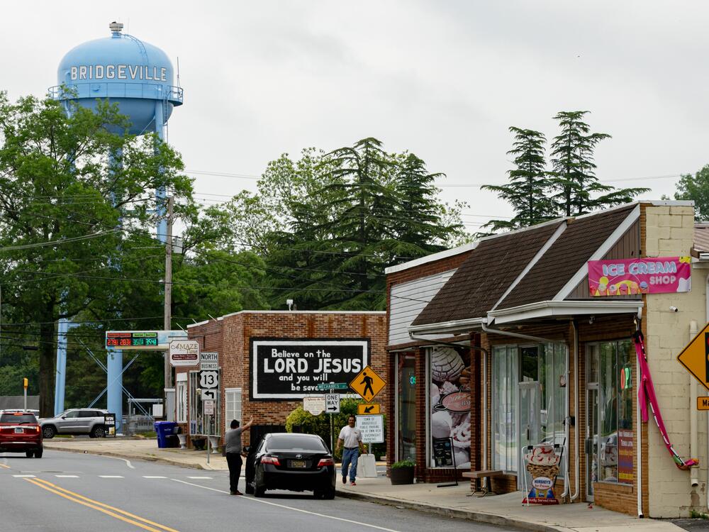 A water tower stands above downtown Bridgeville, Del. A number of other local housing authorities have ended time limits, after finding that renters' incomes didn't increase enough to afford market-rate housing.