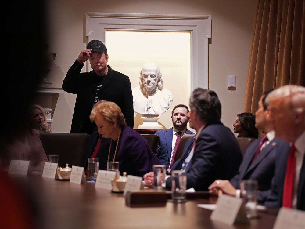 Musk delivers remarks during a Cabinet meeting on Feb. 26 in Washington, D.C.