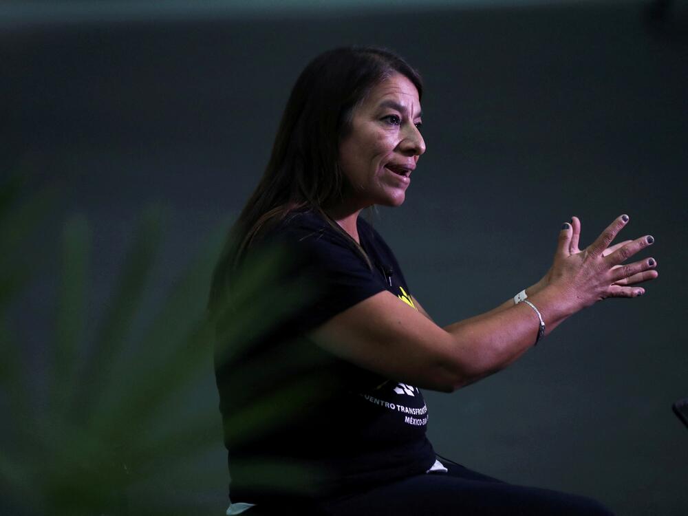 Veronica Cruz, who runs the abortion-rights organization Las Libres in the central Mexican state of Guanajuato, speaks in Mexico City in 2022.