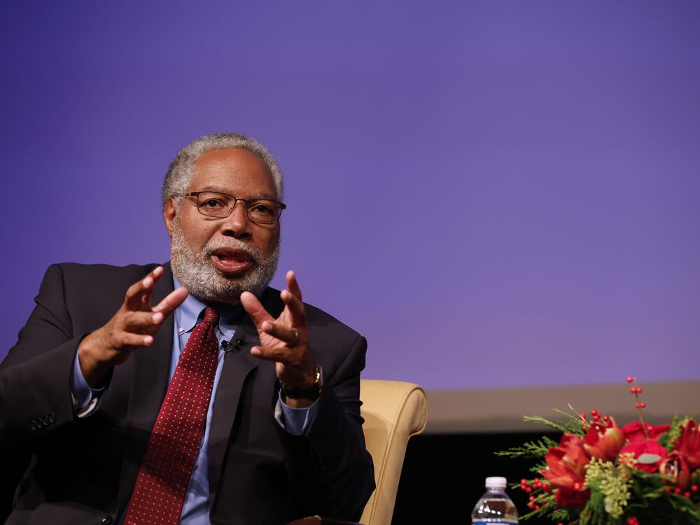 Honoree Lonnie G. Bunch III, the 14th Secretary of the Smithsonian, speaks on stage during the National Archives Foundation Records of Achievement Award Ceremony and Gala at the National Archives Museum on December 04, 2023 in Washington, DC.