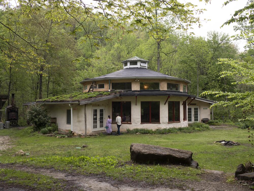 Earthaven's Council Hall is the main meeting place for residents. The community is self-governing, so many decisions get made in this yurtlike building. 
