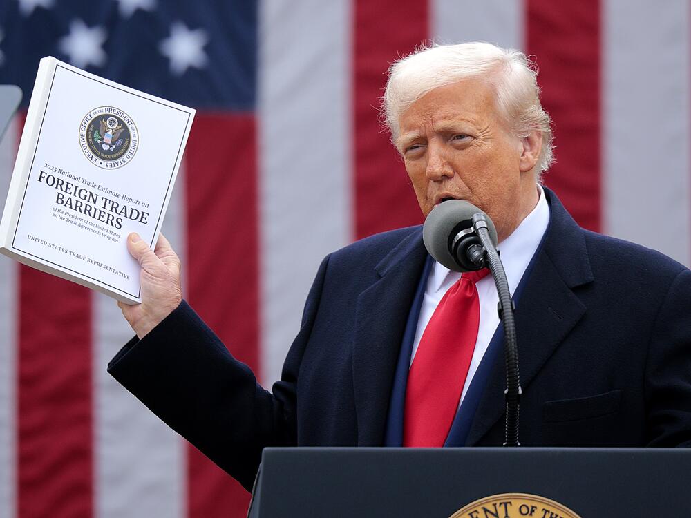 President Trump speaks at an event in the Rose Garden at the White House in Washington, D.C., on April 2, 2025.