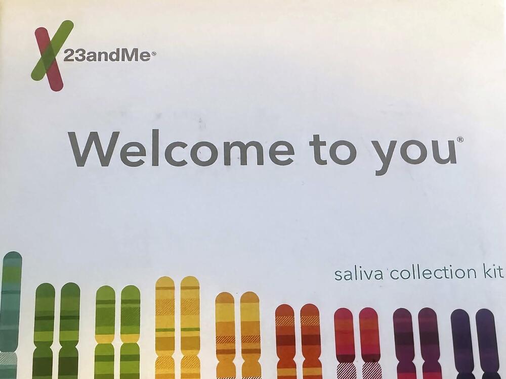 A 23andMe saliva collection kit is shown on March 25, 2025, in Oakland, Calif.