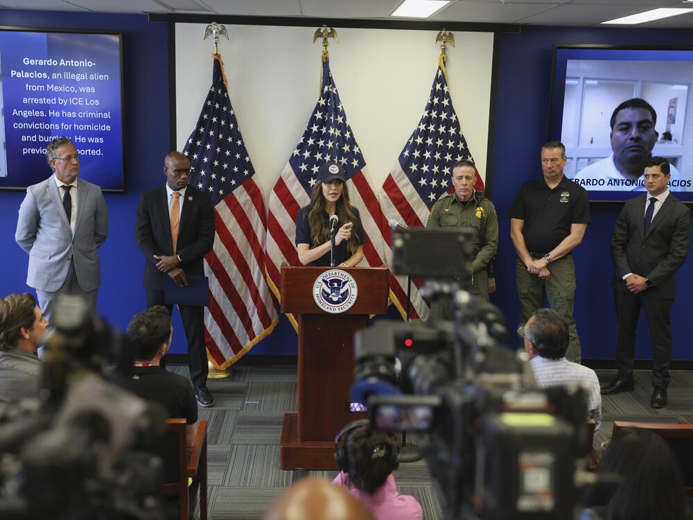 Secretary of Homeland Security  Kristi Noem held a news conference in Los Angeles on Thursday. She vowed to continue the immigration raids that have led to days of protests in the city and accusations that the Trump Administration is abusing its power.