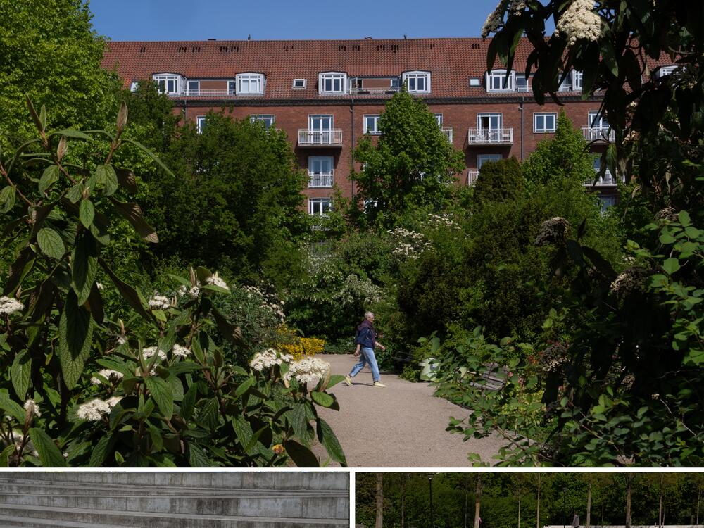 Enghaveparken, in the Vesterbro district of Copenhagen, has been designed to help mitigate flooding in the city. Different areas of the park are lower and have retaining walls to keep water inside the park and away from the residential area nearby.