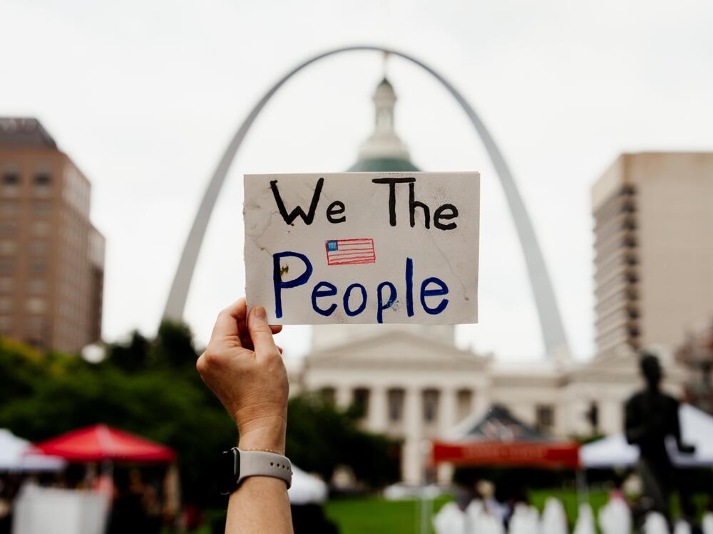 St. Louis: Thousands march in downtown St. Louis  during the No Kings protest.