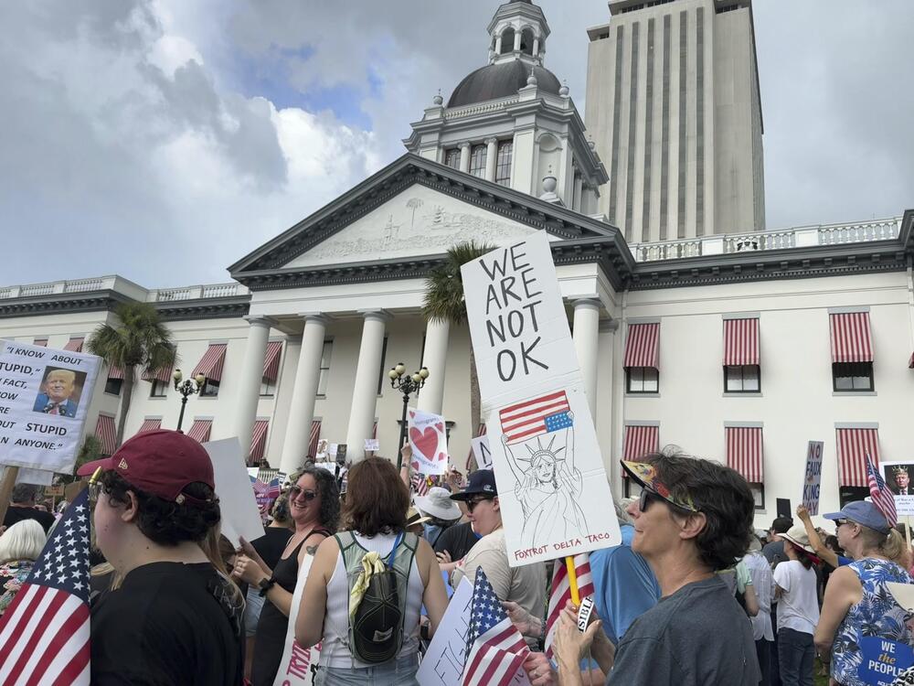 Tallahassee, Fla.: People gather on the grounds of Florida's old capitol.