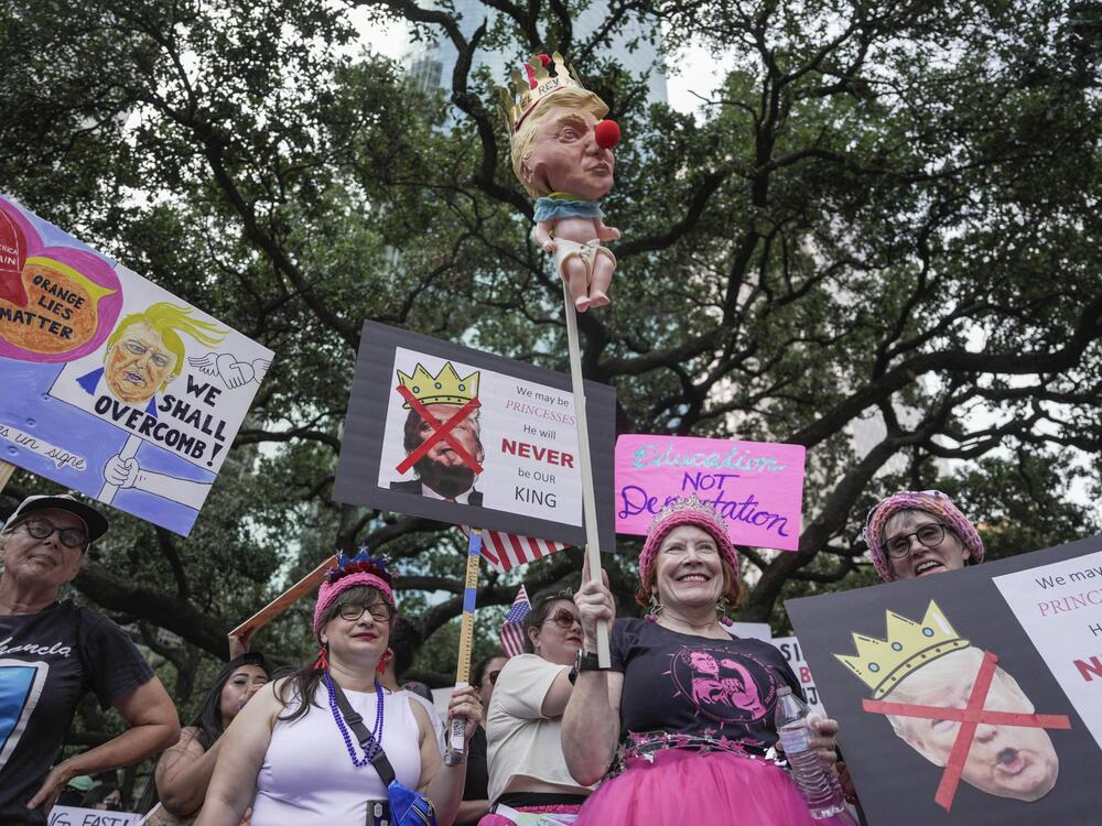 Houston: People gather in Houston for the No Kings nationwide demonstration.