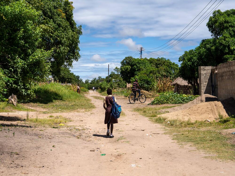 Diana heads off to school, a 20-minute walk from her home.