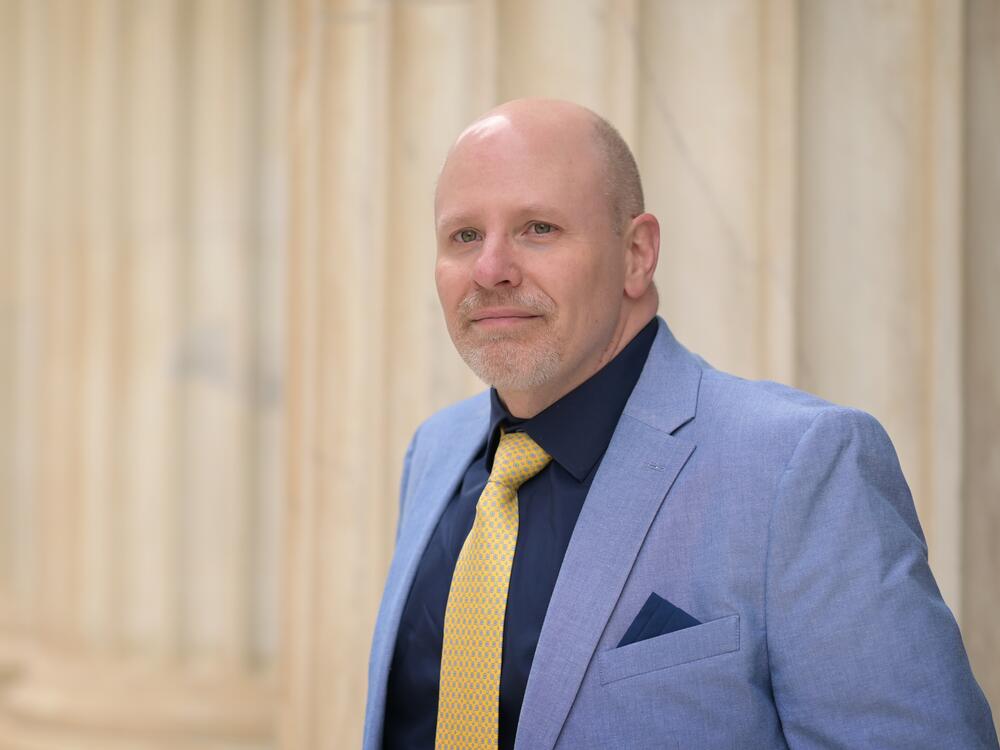Immigration attorney Brian Green in front of the federal courthouse in Denver in April 2025.