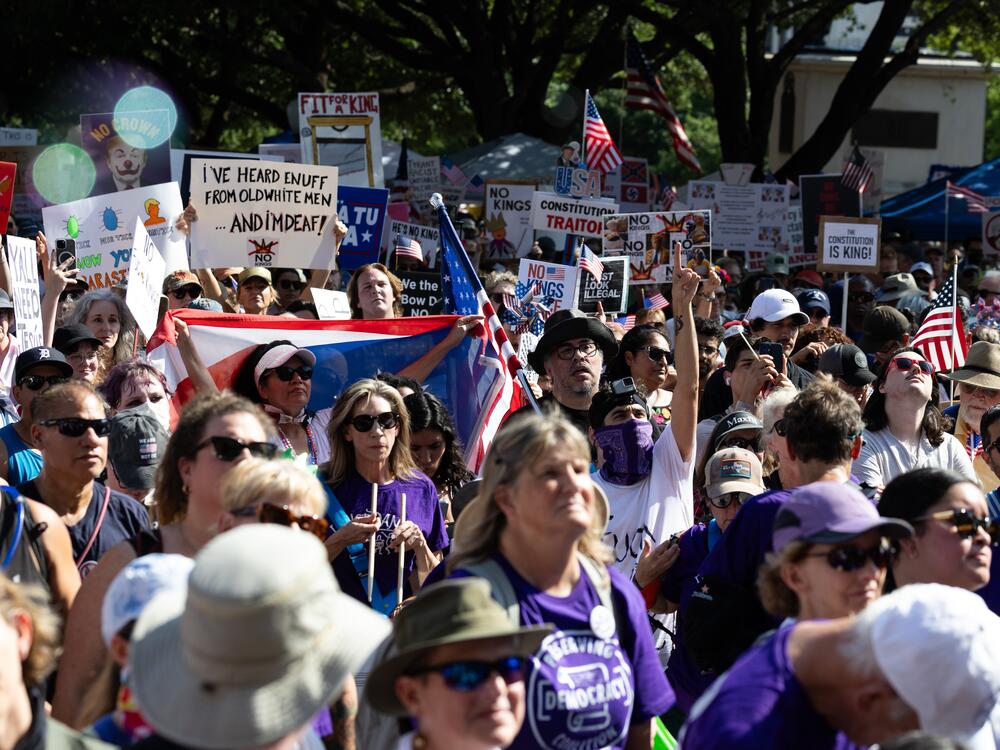 Austin: Thousands of protestors gather during the No Kings protest at the Texas Capitol.