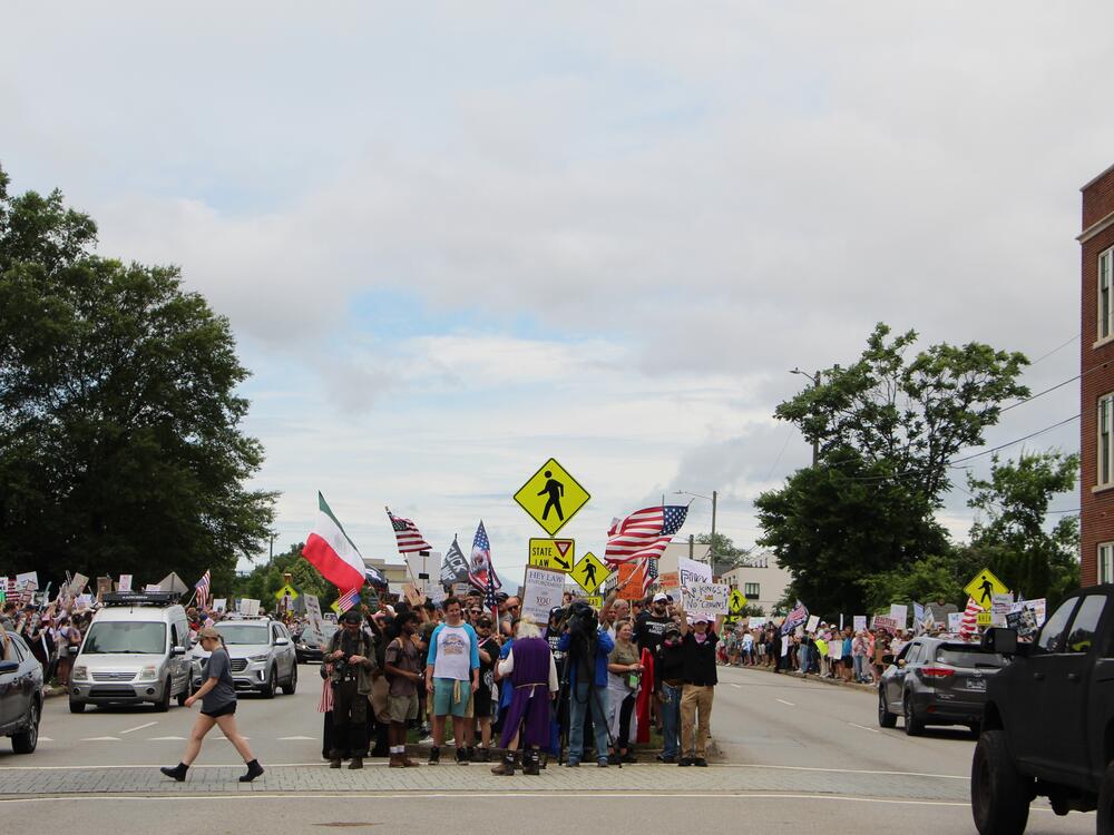 In Nashville, protestors lined the streets around the city's Germantown neighborhood during the No Kings protest.