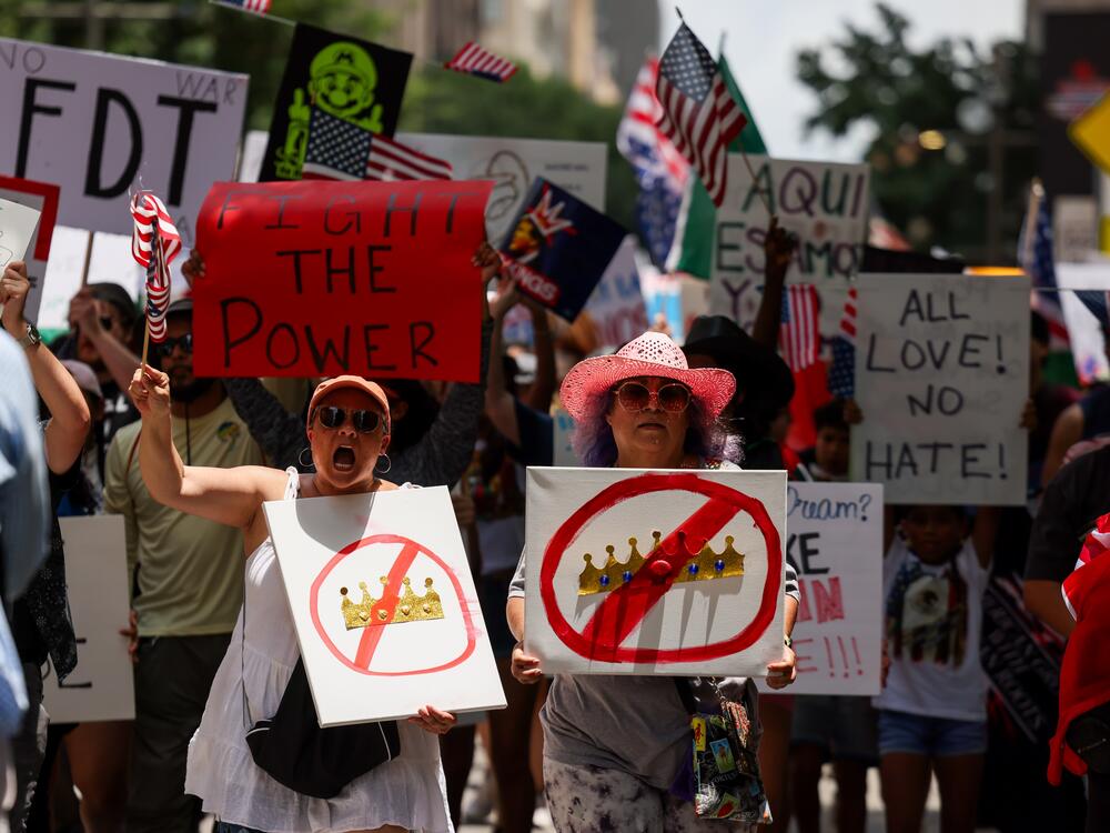 Dallas: Thousands march for the No Kings protest Saturday, June 14, 2025, in downtown.