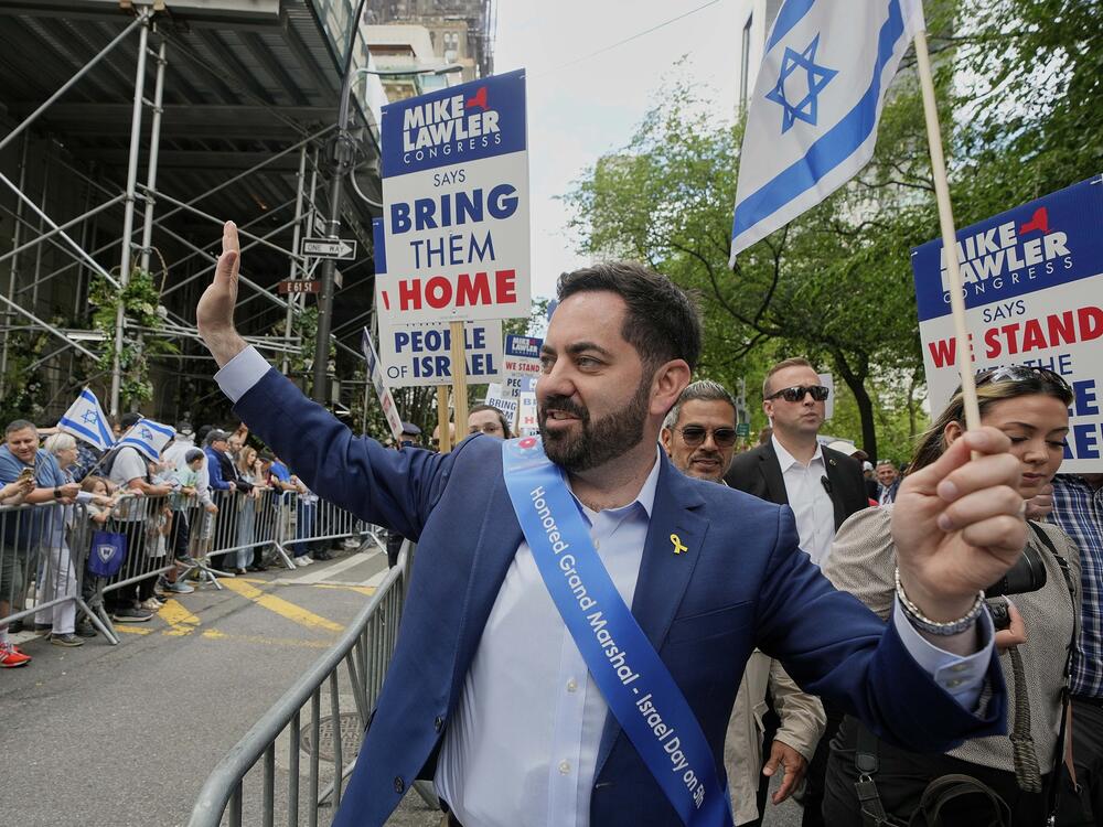 U.S. Rep. Mike Lawler, of New York's 17th District, marches in the 2025 Israel Day Parade, on New York's Fifth Avenue, Sunday, May 18.