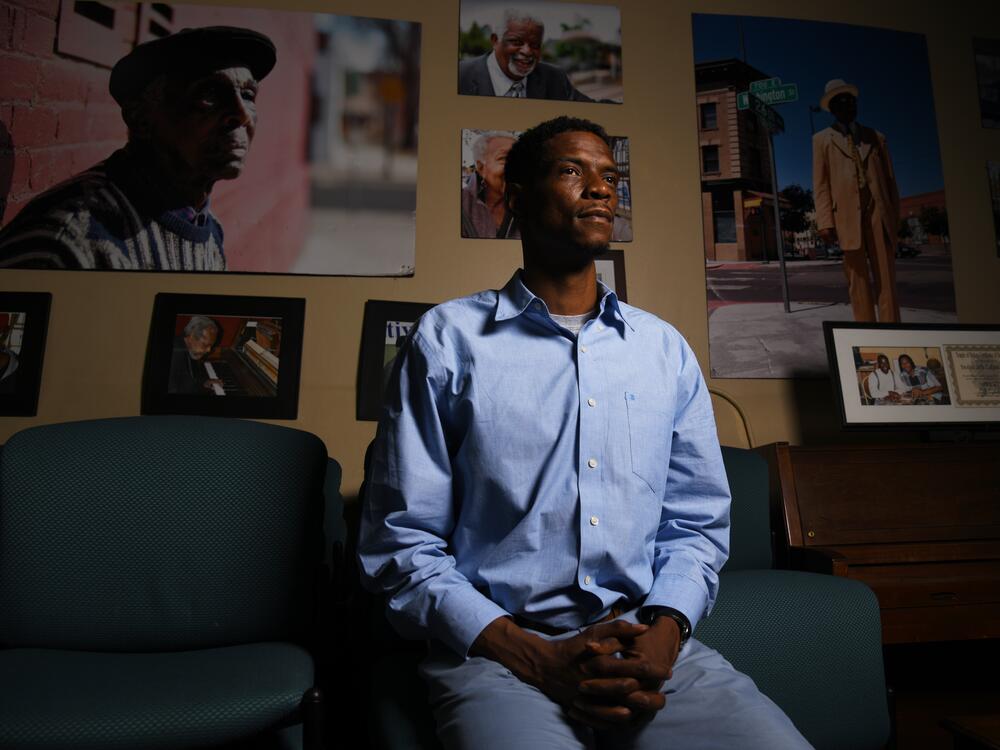 Norman Harris III, organizer of Juneteenth Music Festival, poses for a portrait at Brother Jeff's Cultural Center in Five Point Denver, Colorado on Friday, June 4, 2021.