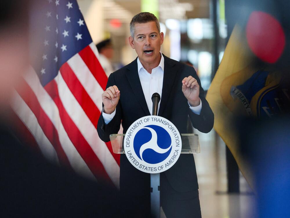 Transportation Secretary Sean Duffy holds a news conference at Newark Liberty International Airport, where he announced the reopening of a major runway on June 02, 2025, in Newark, N.J. Delays and cancellations have plagued Newark, one of the nation's busiest airports, for months. Air traffic control outages, runway construction, and an announcement by United Airlines that over 20% of FAA controllers at Newark walked off the job have all contributed to the delays.