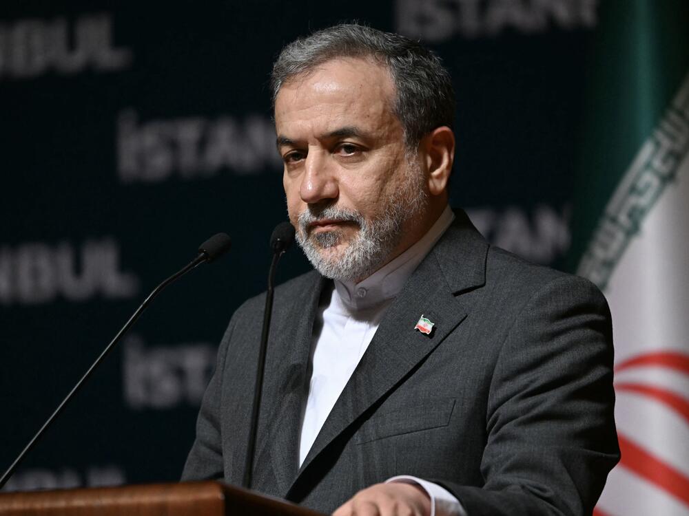 Iran's foreign minister Abbas Araghchi speaks during a press conference in Istanbul on Sunday.