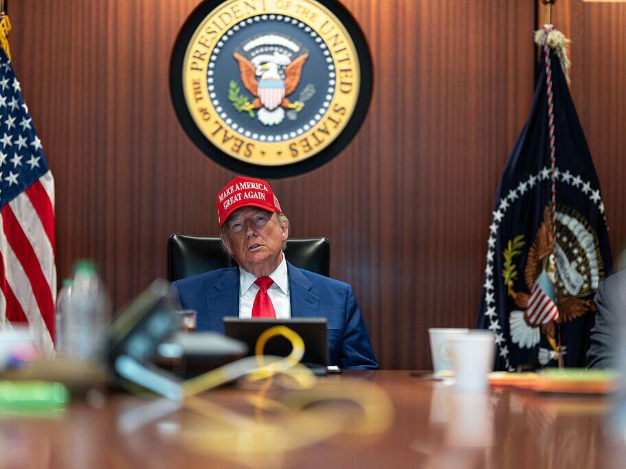 In this photo provided by the White House, President Trump and Secretary of State Marco Rubio sit in the Situation Room at the White House on Saturday as they monitor the mission that took out three Iranian nuclear enrichment sites.
