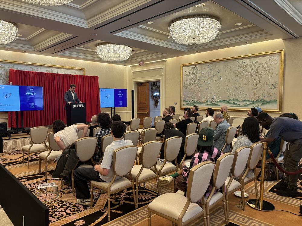 At The Peninsula Beverly Hills hotel in Los Angeles, Julien's auction house sold a collection of 450 items belonging to the late writer-director David Lynch, where on-site bidders were abuzz with Lynch's coffee and carpentry paraphernalia.