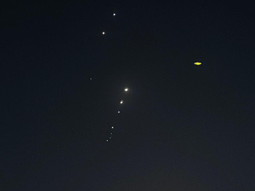 Traces are seen in the sky after Iran's armed forces say they targeted Al-Udeid base in a missile attack in Qatar on Monday.