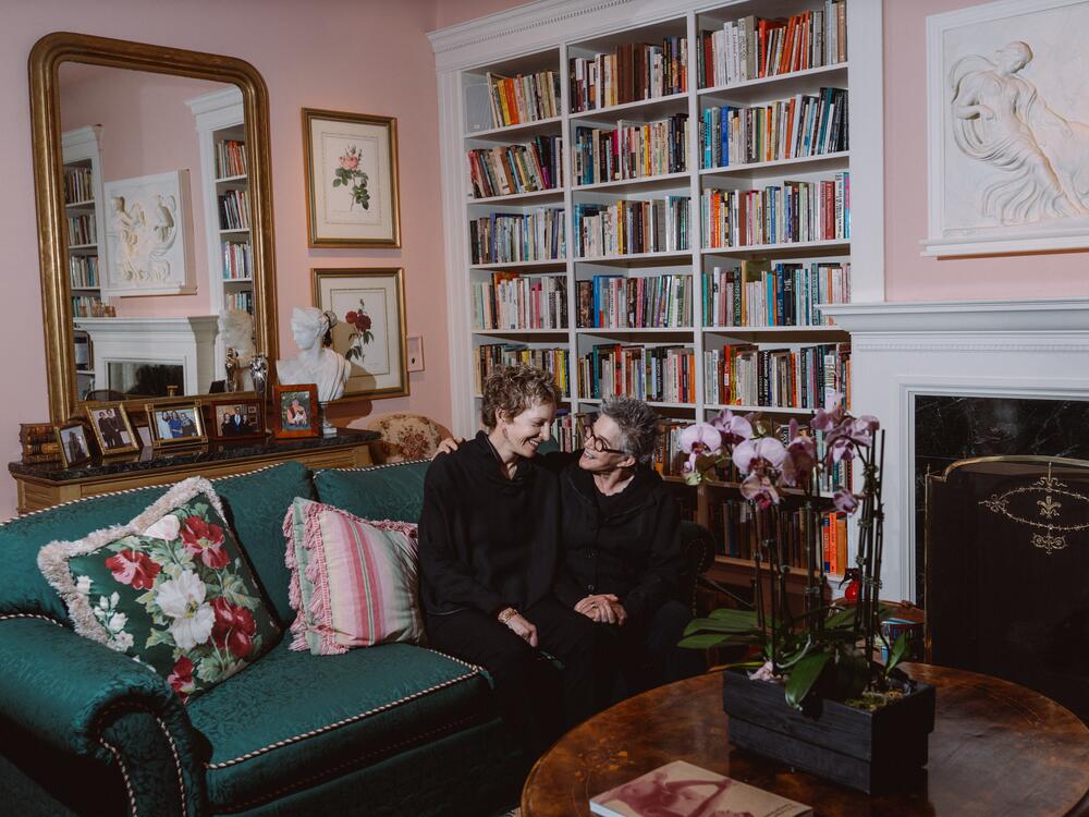 Nanette Gartrell (left) and Dee Mosbacher sit in their 