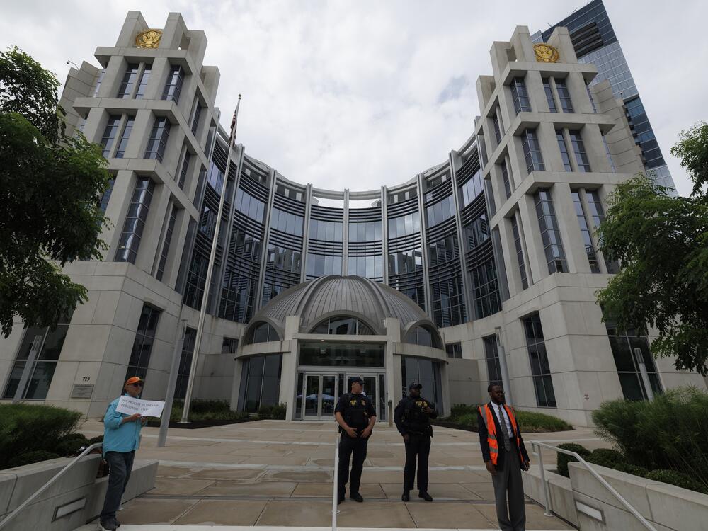 An exterior view of Fred D Thompson Federal Building & Courthouse during the arraignment of Kilmar Abrego Garcia on June 13, 2025 in Nashville, Tenn.