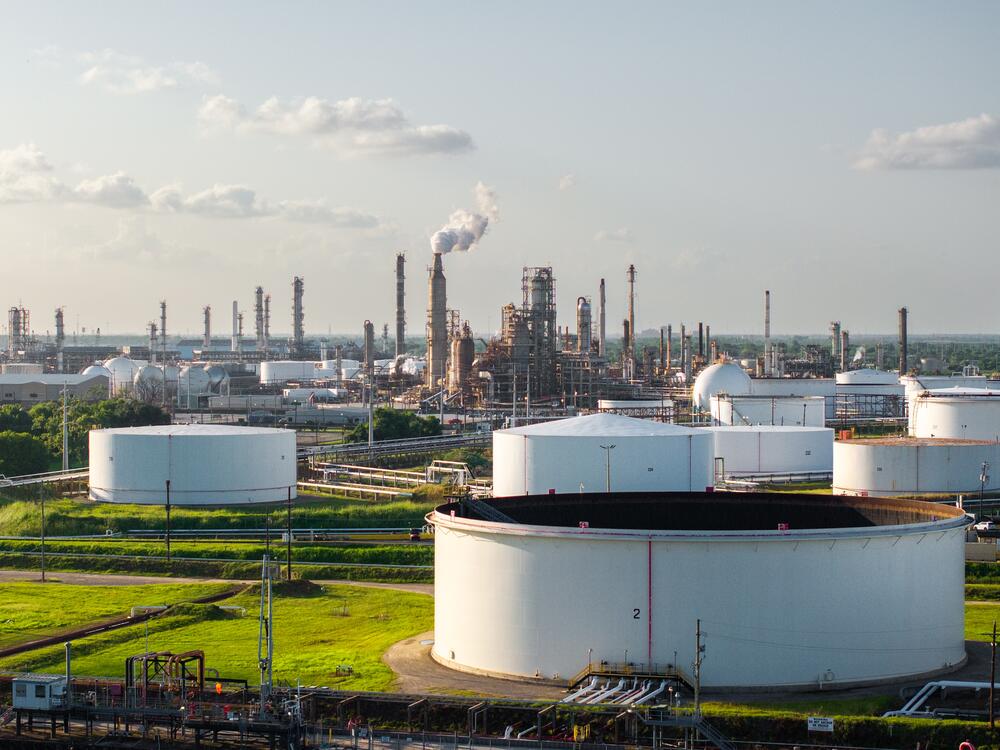 The LyondellBasell Houston refinery is seen in June. Multiple factors are holding oil prices down, including the fact that the United States is now the world's largest oil producer.