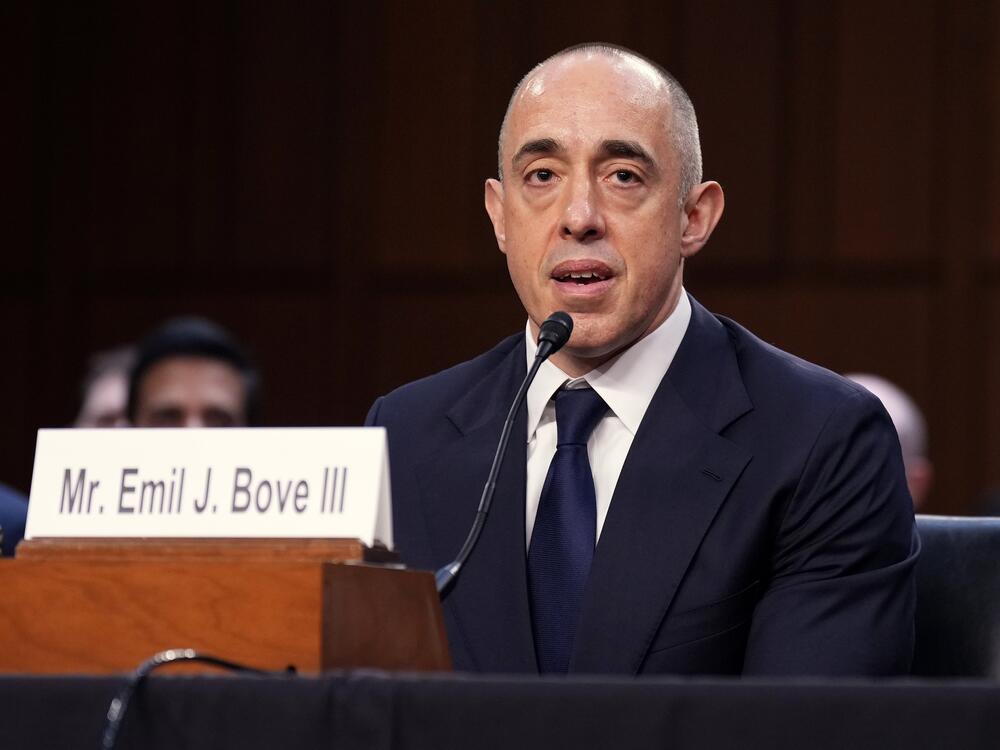 Emil Bove, then Donald Trump's personal attorney, looks on at Trump's sentencing hearing in front of a New York state judge at Manhattan Criminal Court on Jan. 10, 2025, in New York City.