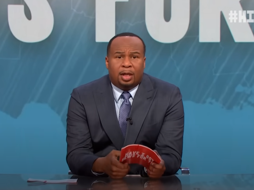 Comedian Roy Wood Jr. hosts the show <em>Have I Got News For You</em> on CNN, as seen in this screenshot from <a href=
