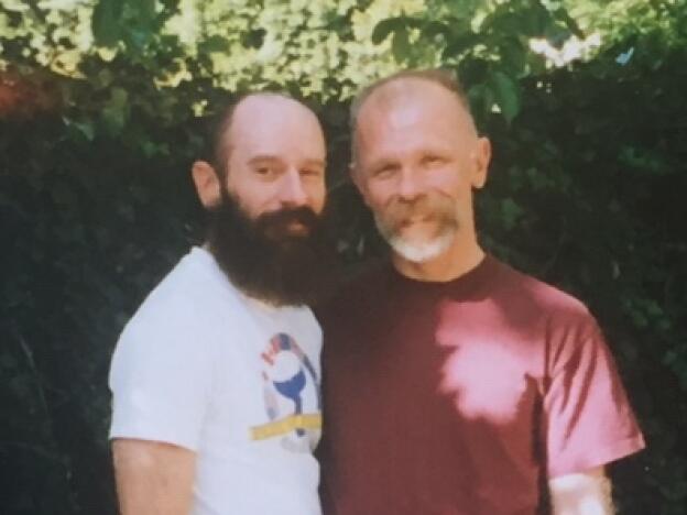 Eric Johnson (right) with his husband, Dennis Hopkins (left).
