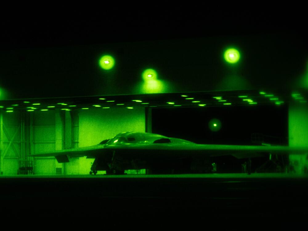 A U.S. Air Force B-2 Spirit is prepared for operations ahead of 