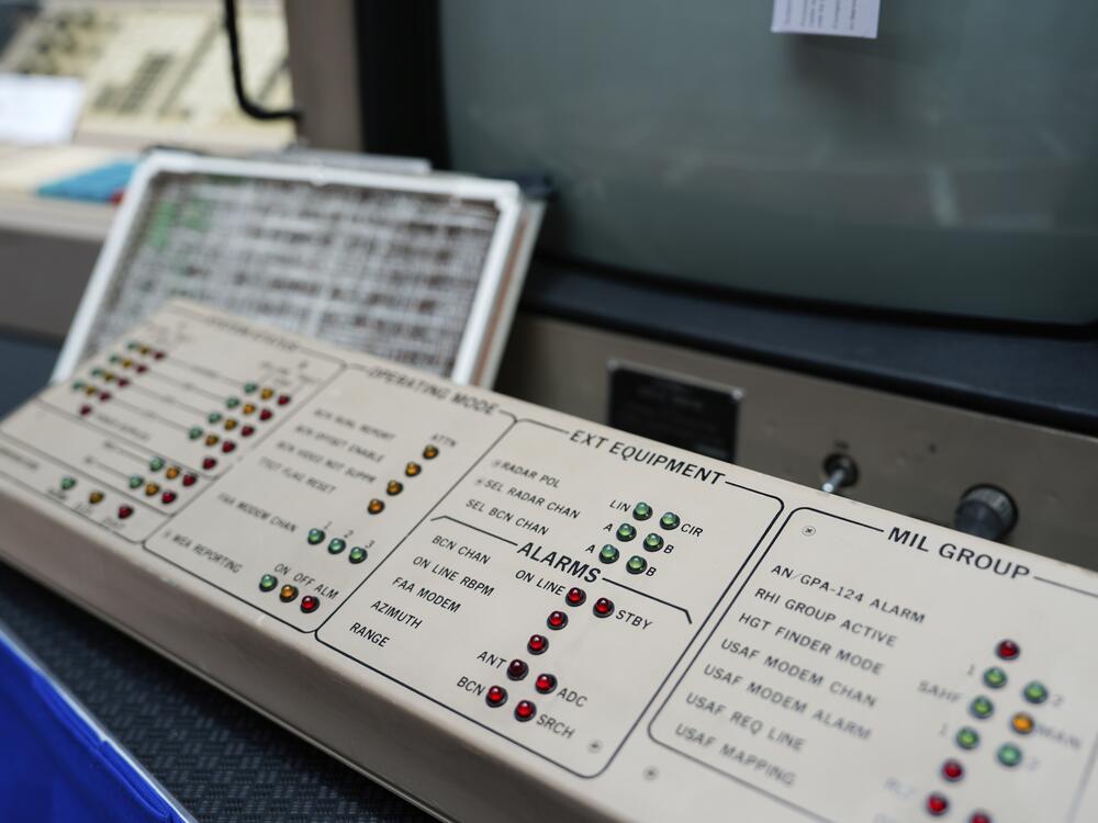 Air traffic control equipment is displayed at an event last month announcing the Trump administration's plan to overhaul the system.