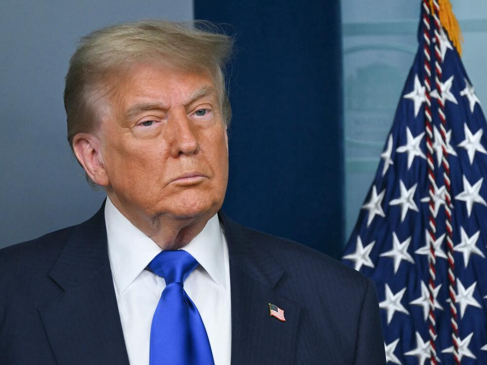President Trump looks on during a news conference in the Brady Briefing Room of the White House on June 27, 2025, in Washington, DC. Trump claimed a 