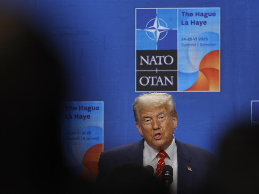 President Trump during a news conference on the second day of the NATO summit on June 25 in The Hague.